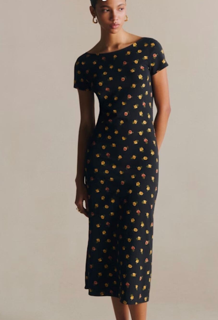 Sézane Alison Dress Camila Print Organic Cotton Open Back Midi NWT XXL